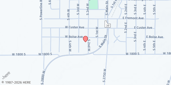 Map showing Aberdeen Community Foodbank at 552 S 2nd West, Aberdeen, ID