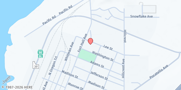 Map showing Willow Bay Baptist Church at 246 Lee St, American Falls, ID