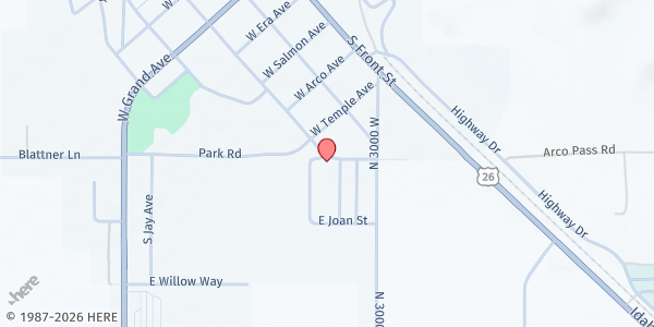 Map showing Lost River Senior Center - Food Distribution Center at 555 S Water St, Arco, ID