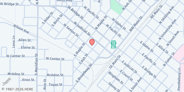 Map showing Blackfoot Community Pantry at 245 W Sexton St, Blackfoot, ID