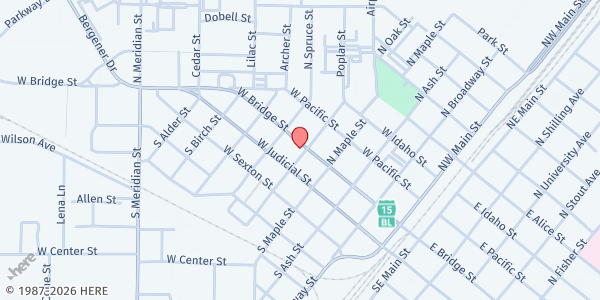 Map showing Community Council of Idaho - Blackfoot - Food Distribution Center at 420 W. Bridge St., Blackfoot, ID