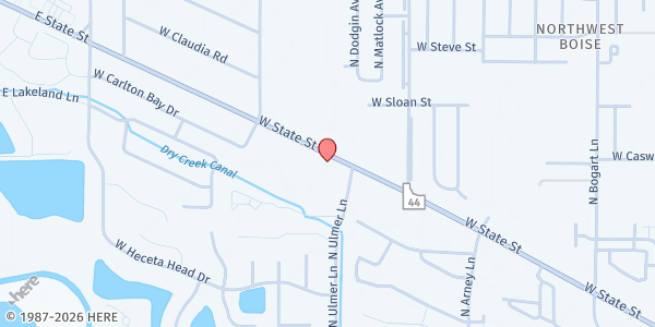 Map showing Foothills Christian Church at 9655 W State St, Boise, ID