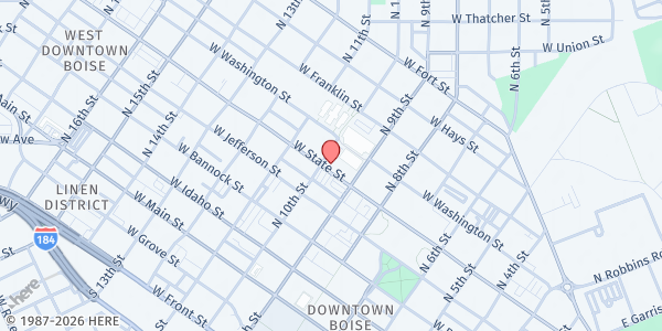 Map showing Friendship Food Pantry at 950 W State St, Boise, ID