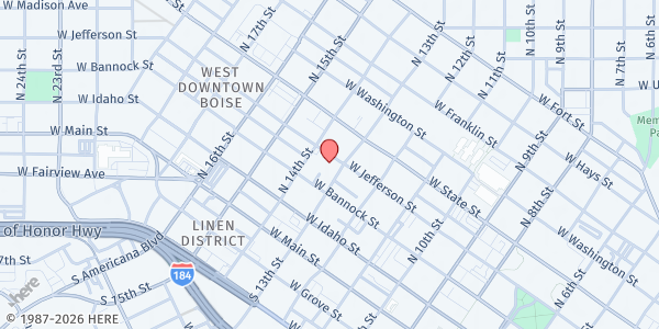 Map showing Idaho Hunger Action Council - Food Distribution Center at 1311 W Jefferson St, Boise, ID
