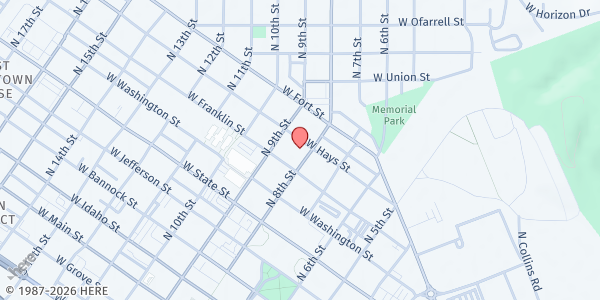 Map showing St. John's Cathedral Food Bank at 775 N 8th St, Boise, ID
