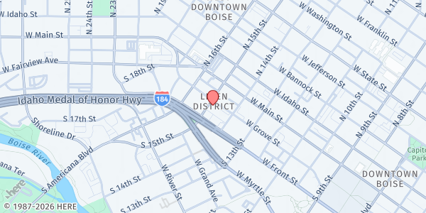 Map showing Supportive Housing and Innovative Partnership at 1423 W Grove St, Boise, ID