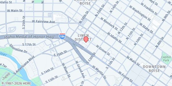 Map showing Supportive Housing And Innovative Partnerships - Food Distribution Center at 1405 W Grove St, Boise, ID