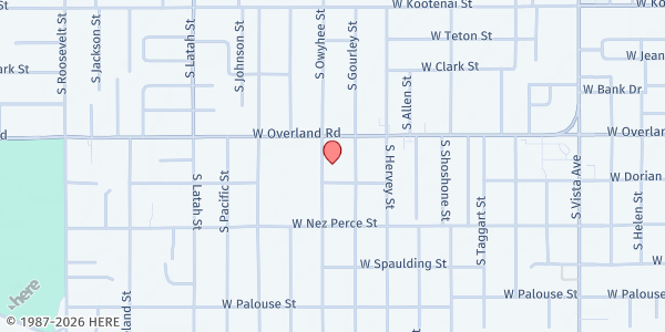 Map showing Whitney United Methodist Church at 3315 Overland Rd, Boise, ID