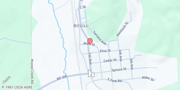 Map showing Latah County Mobile Pantry - Bovill at Carolynn Park, Bovill, ID