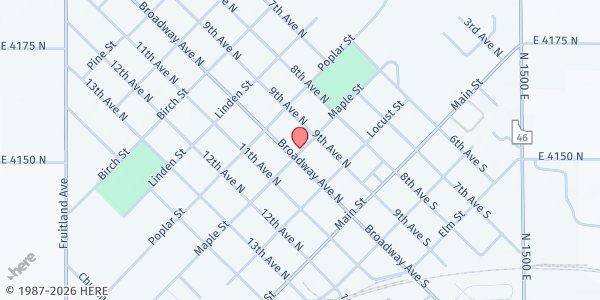 Map showing West End Ministerial Association Food Pantry at 910 Maple St, Buhl, ID