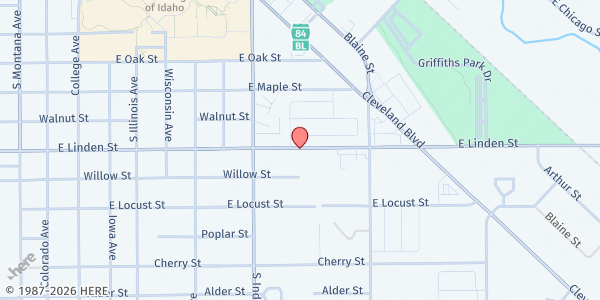Map showing Caldwell - Adventist Community Services at 2216 E Linden, Caldwell, ID