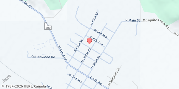 Map showing Clark Fork Food Bank at 212 W 7th Ave, Clark Fork, ID