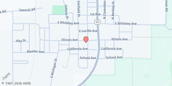 Map showing Adams County Mobile Pantry - Council at 102 S. Exeter St., Council, ID