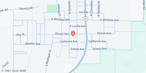 Map showing Adams County Mobile Pantry - Council - Food Distribution Center at 307 Illinois Ave, Council, ID