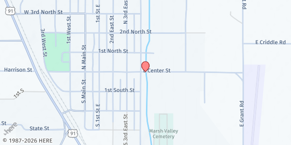 Map showing Bannock County Mobile Pantry - Downey at E Center St., Downey, ID