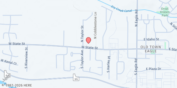 Map showing Eagle Adventist Community Services Ministries at 538 West State Street, Eagle, ID