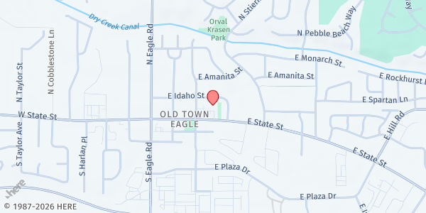 Map showing Eagle Community Foodbank at 310 E State St, Eagle, ID