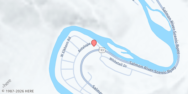 Map showing Lemhi County Mobile Pantry - Elk Bend at 104 W. Elk Horn Dr., Elk Bend, ID