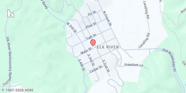 Map showing Elk River Food Bank at 112 S 2nd St, Elk River, ID