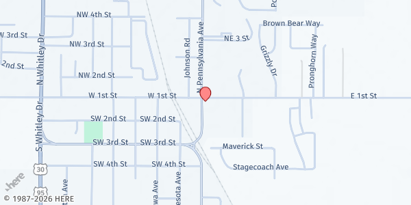 Map showing West Valley Free Methodist Church - Food Distribution Center at 100 E 1st St, Fruitland, ID