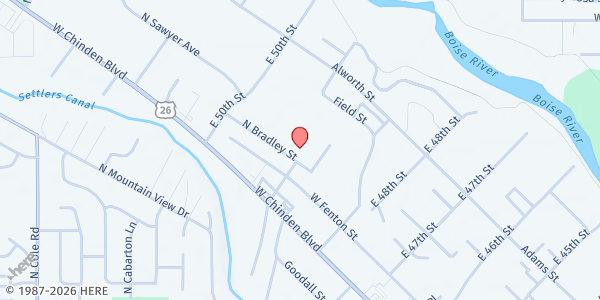 Map showing Vineyard Christian Fellowship of Boise at 4950 Bradley St, Garden City, ID