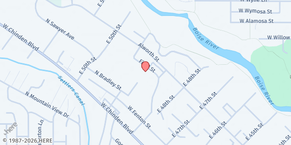 Map showing Vineyard Food Pantry at 4950 N Bradley St, Garden City, ID