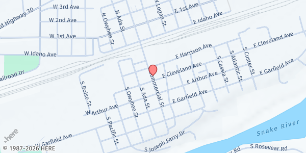 Map showing Grace Episcopal Church at 253-299 S Commercial St, Glenns Ferry, ID