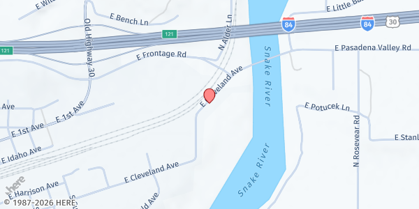 Map showing Three Island Senior Center - Food Distribution Center at 1492 E Cleveland Ave, Glenns Ferry, ID