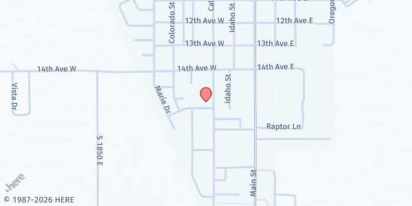 Map showing Ministry Meals at 1515 California St, Gooding, ID