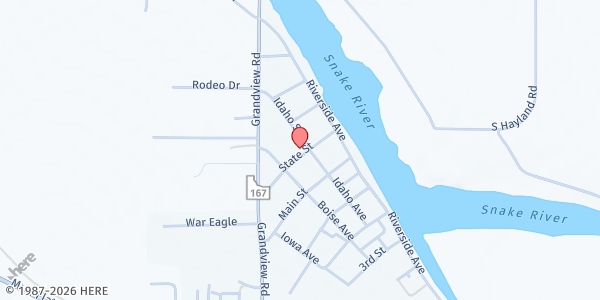 Map showing Rimrock Community Food Pantry - Food Distribution Center at 660 Idaho St, Grand View, ID
