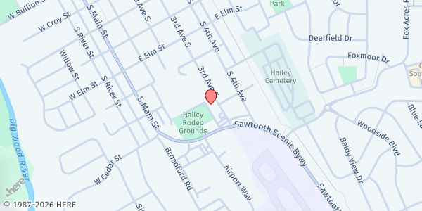 Map showing Blaine County Senior Council - Food Distribution Center at 721 3rd Ave S, Hailey, ID