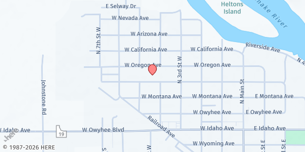 Map showing Owhyee County Mobile Pantry - Homedale (Summer Location) at 420 W Washington Ave, Homedale, ID