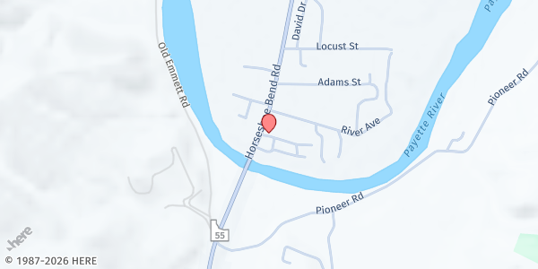 Map showing Horseshoe Bend Community Pantry at 100 Madison Ave, Horseshoe Bend, ID