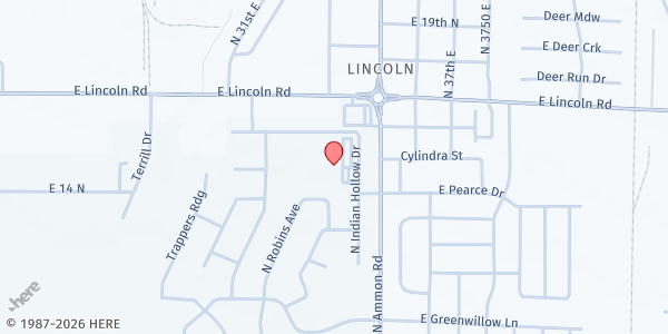 Map showing Bridgewater Elementary at 1499 Indian Hollow Dr, Idaho Falls, ID