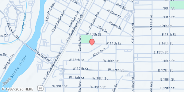 Map showing Community Food Basket at Offices Donations, Idaho Falls, ID