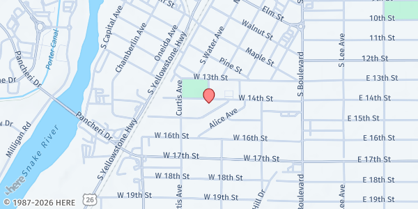 Map showing Community Food Basket at 351 W. 14th St, Idaho Falls, ID