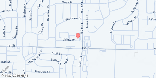 Map showing Falls Valley Elementary - Food Distribution Center at 2455 Virlow St, Idaho Falls, ID