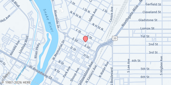 Map showing Idaho Falls Rescue Mission at 840 Park Ave., Idaho Falls, ID