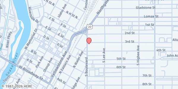 Map showing Idaho Falls Soup Kitchen at 301 S Blvd, Idaho Falls, ID
