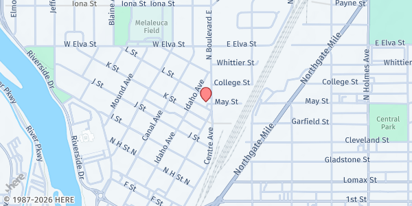 Map showing Salvation Army- Idaho Falls - Food Distribution Center at 605 N Blvd, Idaho Falls, ID