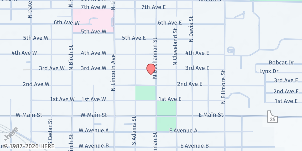 Map showing Jerome Community Kitchen at 216 2nd Ave E, Jerome, ID