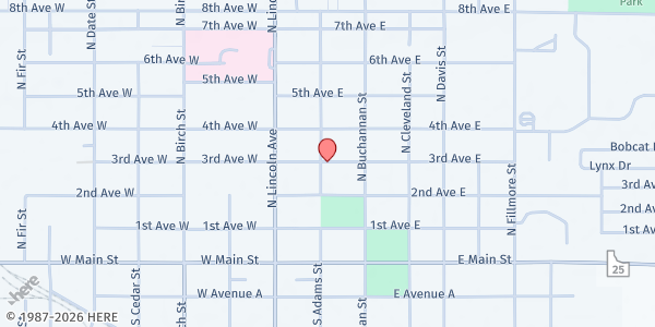 Map showing Jerome County Mobile Pantry - Jerome at 213 3rd Ave E, Jerome, ID