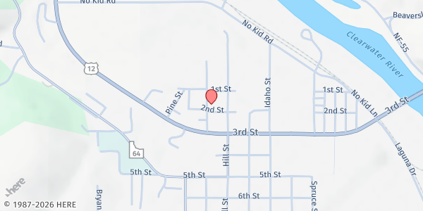 Map showing Kamiah Senior Citizens Society Inc. at 125 N Maple St, Kamiah, ID