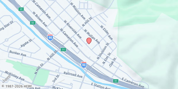 Map showing Community Action Partnership (CAP) - Kellogg at 114 W Riverside, Kellogg, ID