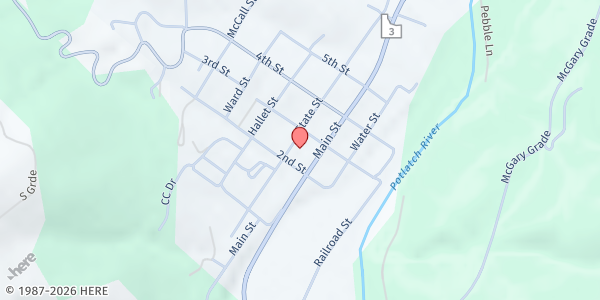 Map showing JK Good Samaritan Food Bank at 214 State St, Kendrick, ID