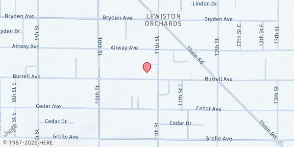 Map showing Blessed Hope Assembly of God at 1033 Burrell Ave, Lewiston, ID