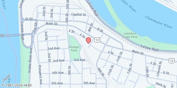 Map showing Community Action Food Bank - Lewiston at 124 New 6th St, Lewiston, ID