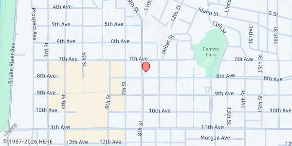 Map showing Episcopal Church of the Nativity at 731 8th St, Lewiston, ID