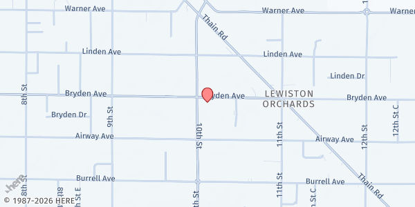 Map showing Orchards Baptist Church Food Pantry at 1002 Bryden Ave., Lewiston, ID