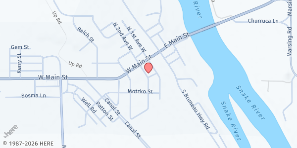 Map showing Marsing Church of the Nazarene at 12 2nd Ave W, Marsing, ID